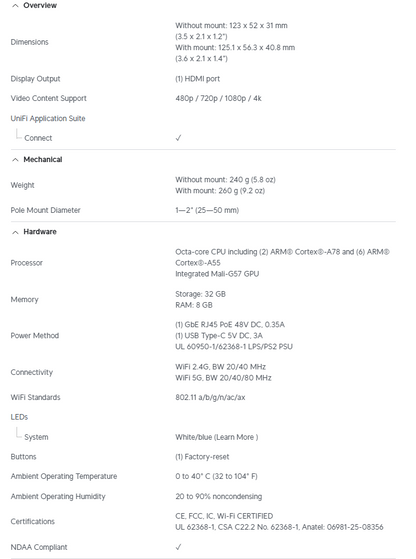 Ubiquiti Unifi Display Cast Pro UC-Cast-Pro 4K HDMI Player