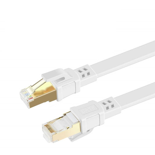 Cat8 Flat Ethernet Cable RJ45 Network Cable | White | 0.5M to 20M | CBL8-W