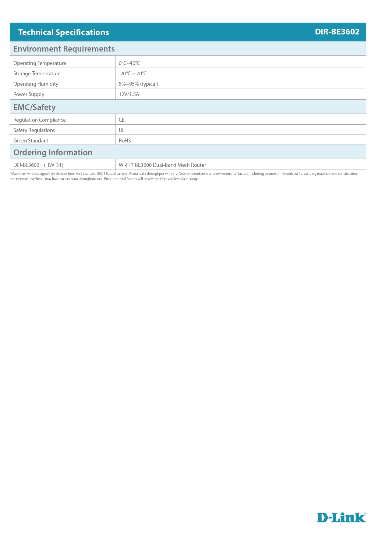 D-Link BE3600 Wi-Fi 7 Dual-Band Mesh Router | DL-DIR-BE3602