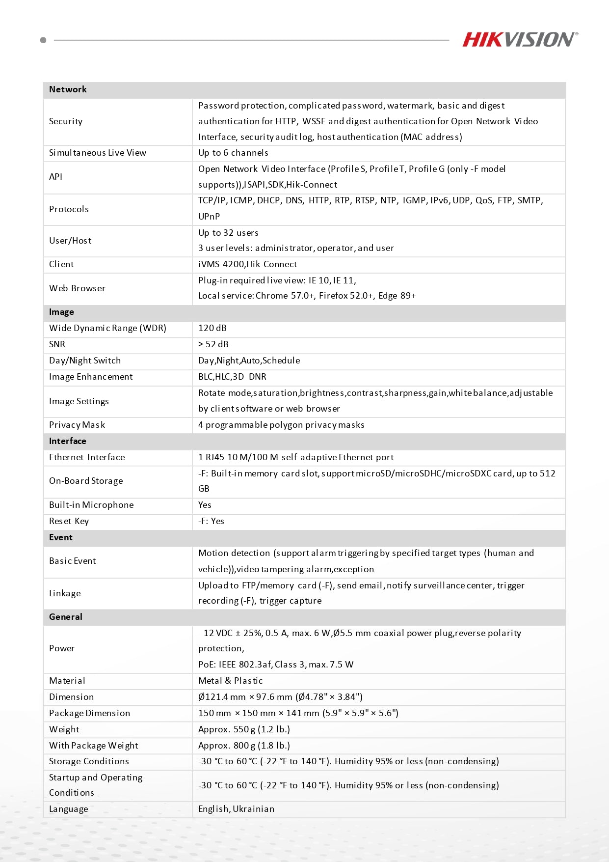 Hikvision DS-2CD1163G2-LIU 6MP Smart Hybrid Light Dome IP Camera