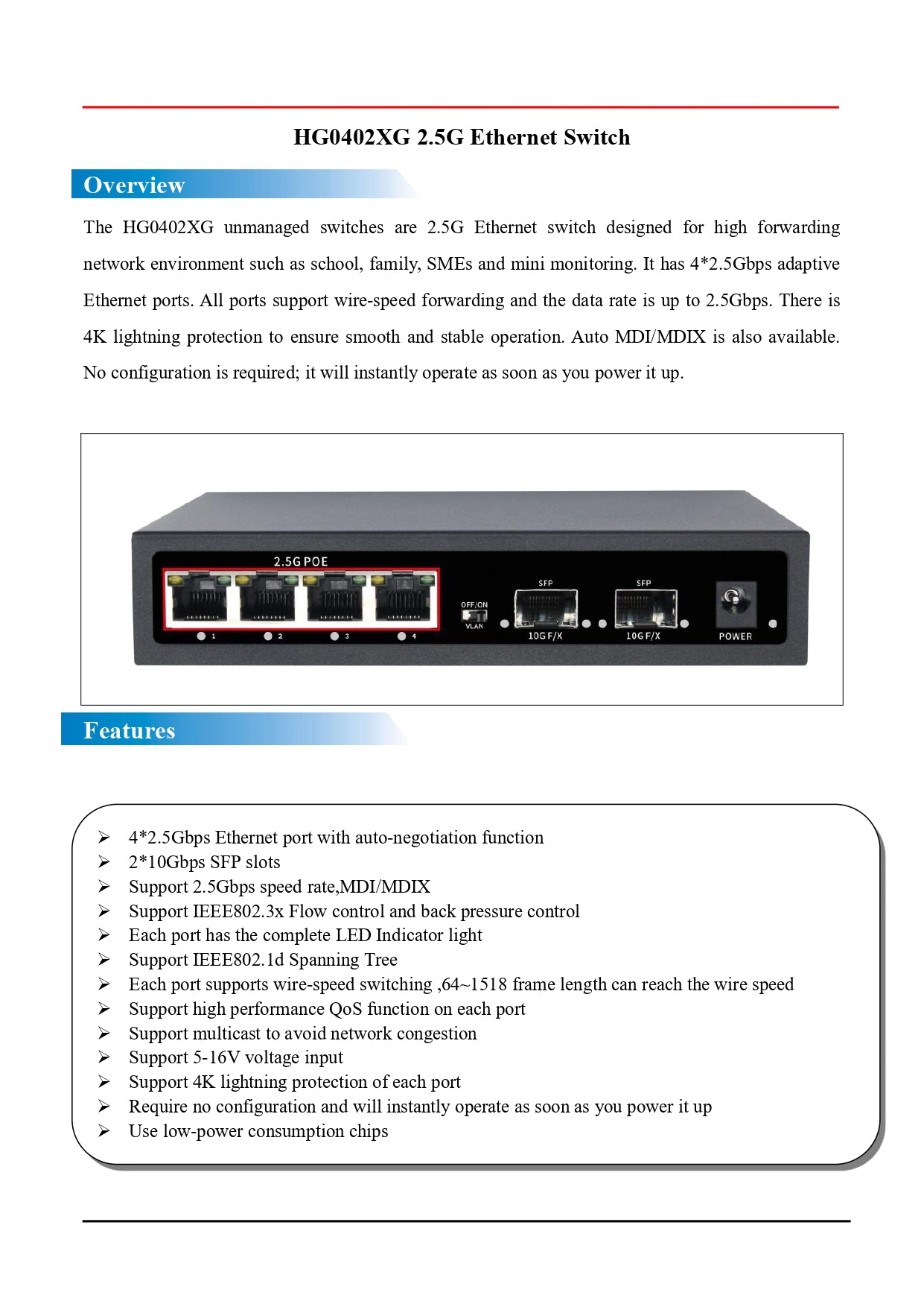 4 Port 2.5G with 2 Port 10Gbps SFP+ Desktop Network Switch | 7SNSR-25G402
