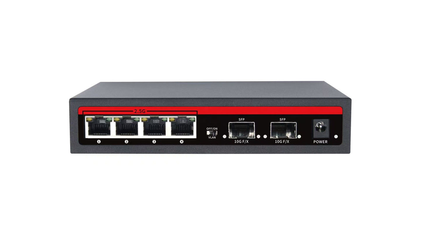 4 Port 2.5G with 2 Port 10Gbps SFP+ Desktop Network Switch | 7SNSR-25G402