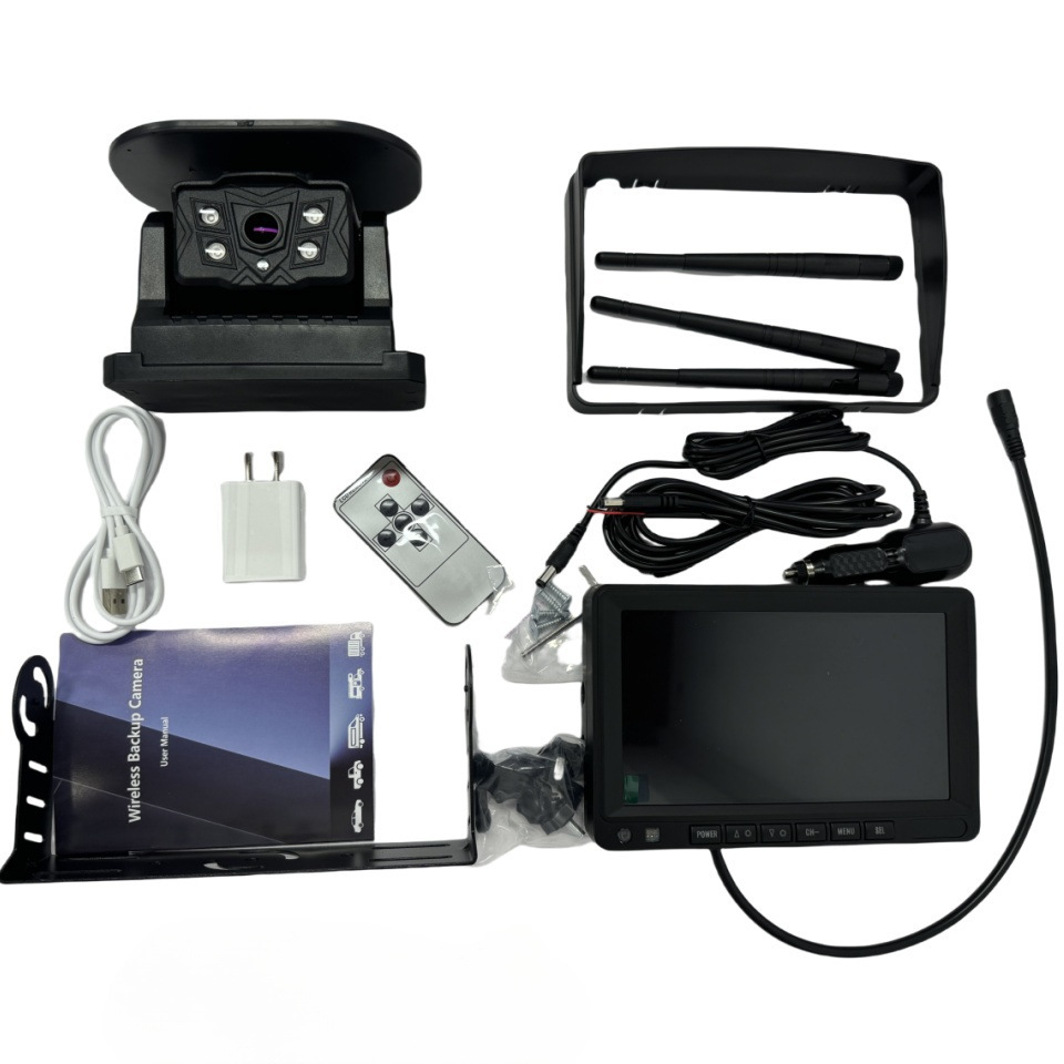 Wireless 4CH 7 Inch IPS Monitor with 1080P Solar Magnetic Backup Camera | LED7041-WSPB