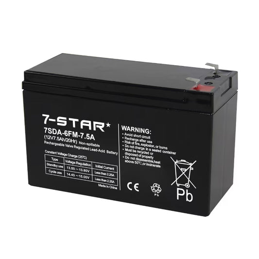 7.5AH 12V Sealed Rechargeable Lead Acid Battery (20HR) | 7SDA-6FM-7.5A