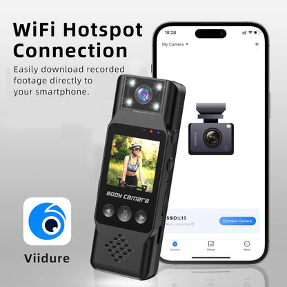 1.3'' Built in Screen WiFi Bodywear Action Camera with Portable Battery 1200mAh  | APP:Viidure | BC-L13