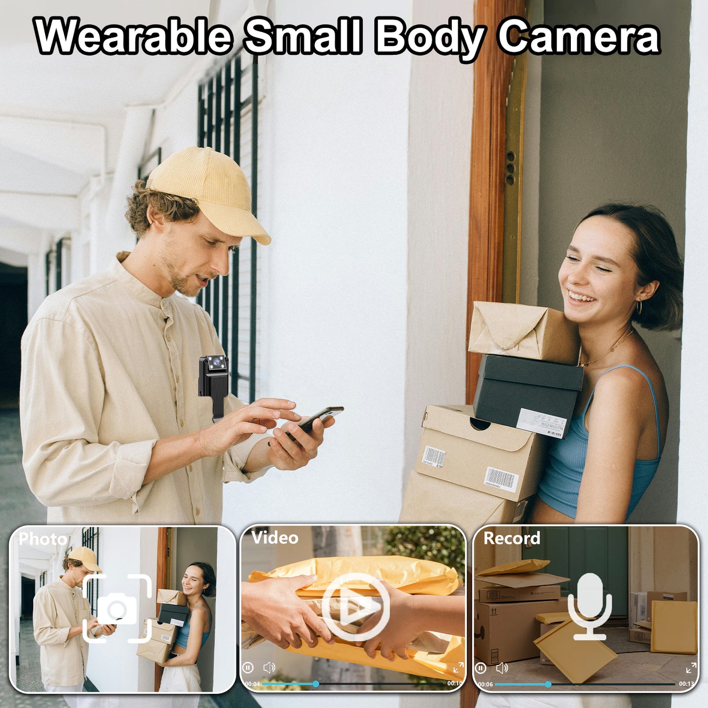 1.3'' Built in Screen WiFi Bodywear Action Camera with Portable Battery 1200mAh  | APP:Viidure | BC-L13