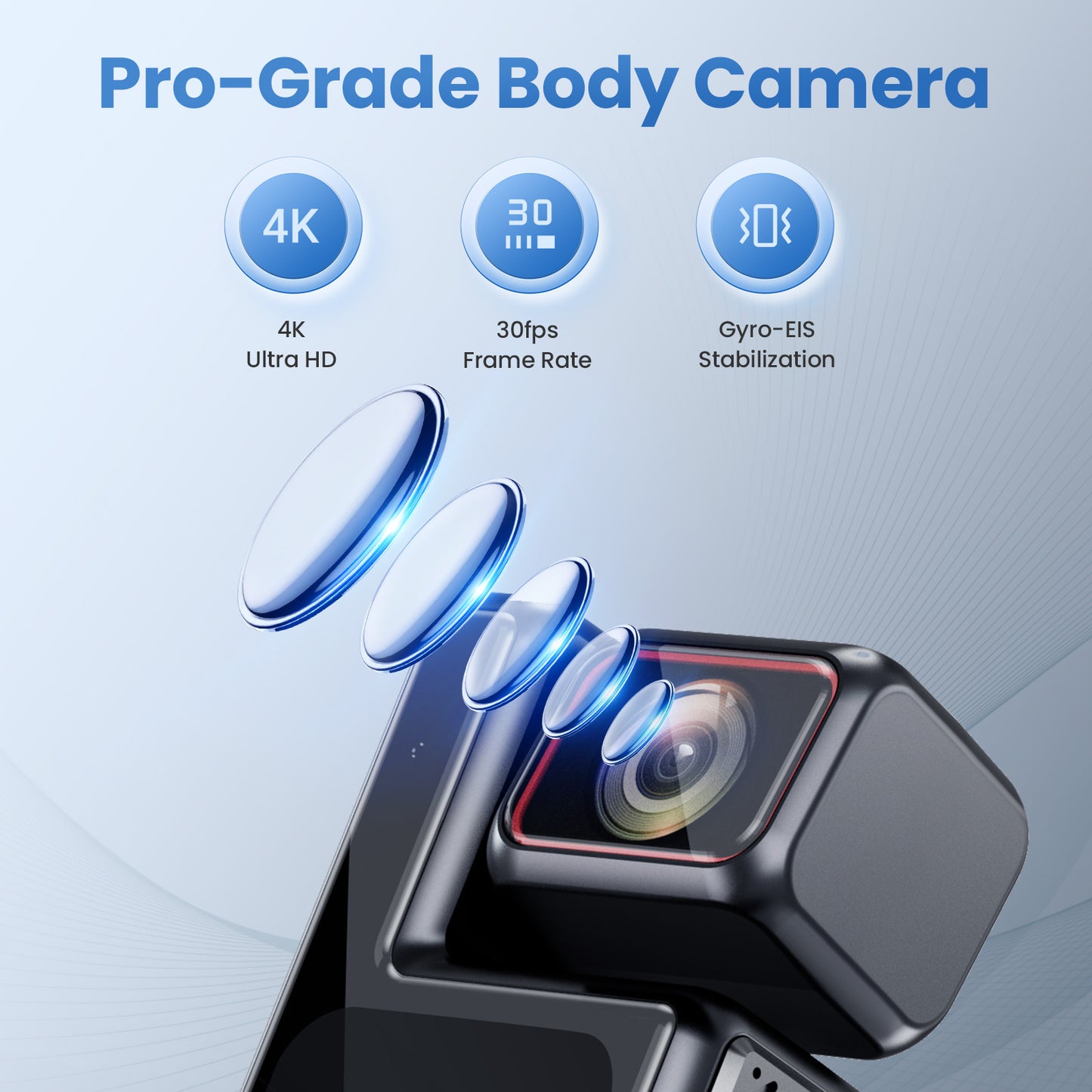 4K WiFi Bodywear Action Camera | IP65 Waterproof Portable Battery 1500mAh 1.96'' Screen | BC-L17