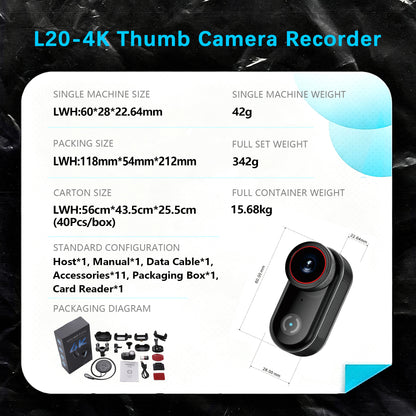 L20 4K HD Video Recording Thumb Action Camera