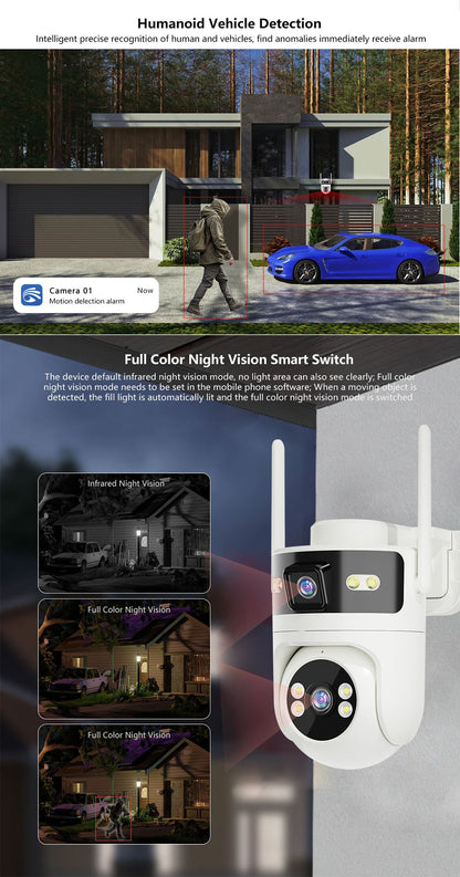 Outdoor PTZ 4MP Dual Lens 2MP+2MP Wireless IP Camera | WIPS880