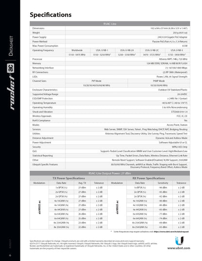 Ubiquiti Unifi airMAX Rocket AC Lite R5AC-Lite (R5AC LITE)