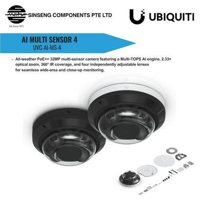 Ubiquiti Unifi AI Multi Sensor 4 32MP PoE++ Multi-Sensor Camera | UBQ-UVC-AI-MS-4-W