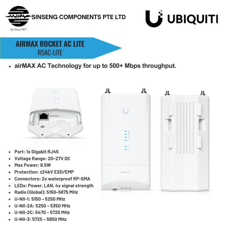 Ubiquiti Unifi airMAX Rocket AC Lite R5AC-Lite (R5AC LITE)