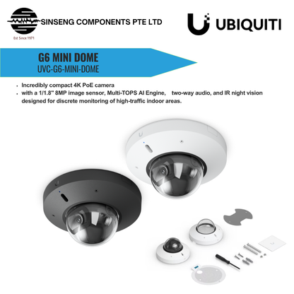 Ubiquiti Unifi G6 Mini Dome UVC-G6-Mini-Dome-W 4K 8MP PoE AI Security Camera