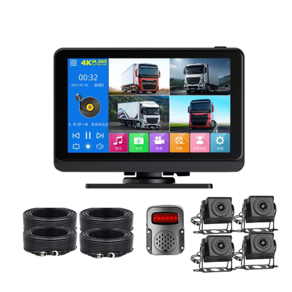 7" IPS Touchscreen DVR 4CH FHD Camera with BSD Alarm & Siren | 12–24V | MDVR704R-BSD