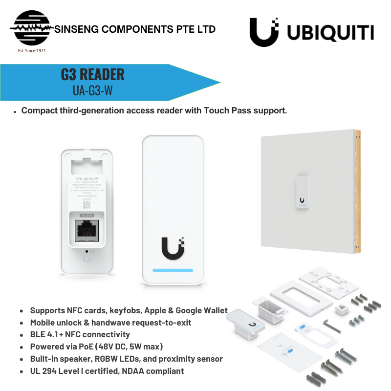 Ubiquiti G3 Reader UA-G3-W – NFC Access Reader with Touch Pass & PoE