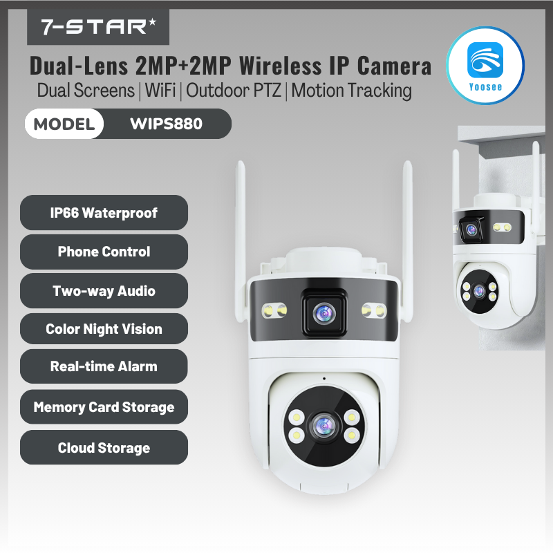 Outdoor PTZ 4MP Dual Lens 2MP+2MP Wireless IP Camera | WIPS880