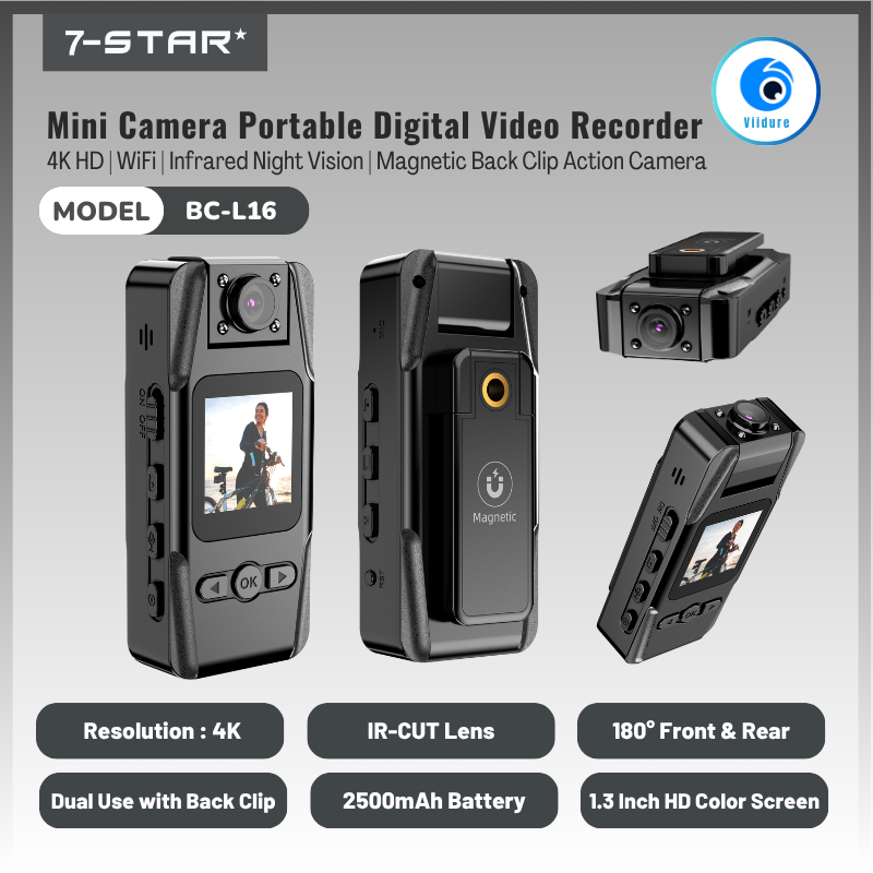 4K HD WiFi Mini Camera Magnetic Back Clip Action Camera with Infrared Night Vision | BC-L16