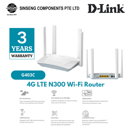 D-Link 4G LTE N300 WiFi 4G Sim Card Router | DL-G403C
