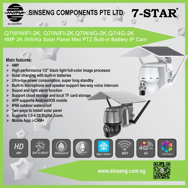 4MP PTZ Solar IP Camera for 24/7 Surveillance | Q7 4G/WIFI