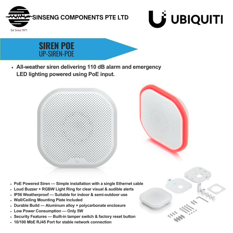 Ubiquiti UniFi UP-Siren-PoE – PoE Smart Siren with RGBW Light Ring