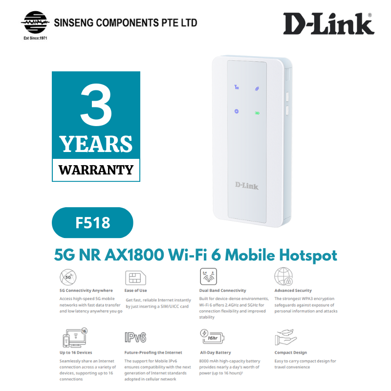D-Link F518 Dual Band WiFi 6 Mobile Hotspot 5G Sim Card Router | DL-F518
