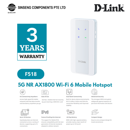 D-Link F518 Dual Band WiFi 6 Mobile Hotspot 5G Sim Card Router | DL-F518