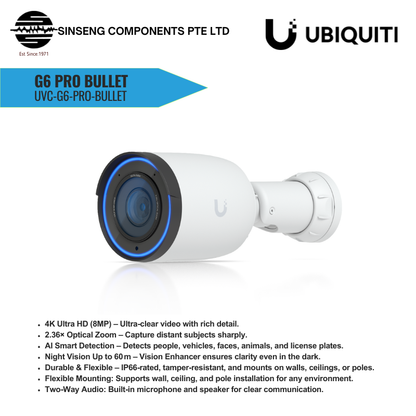 UniFi UVC‑G6‑Pro Bullet 4K 8MP Outdoor Security Camera