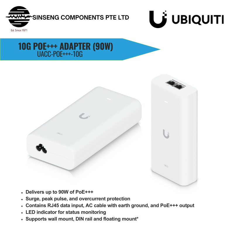 Ubiquiti Unifi 10G PoE+++ Injector Adapter (90W) | UACC-PoE+++-10G
