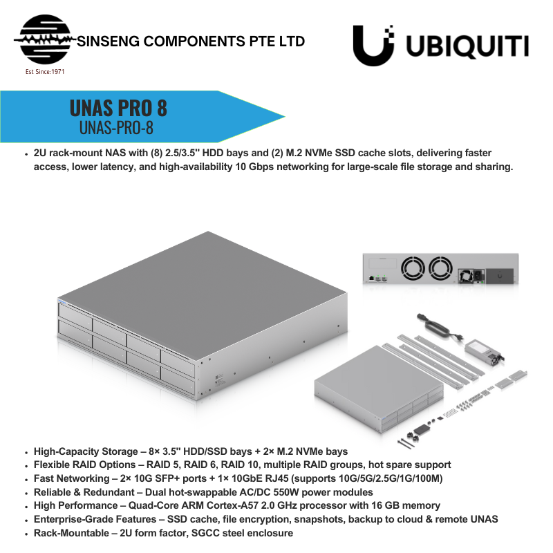 Ubiquiti UniFi UNAS-Pro-8 – 8-Bay Rackmount NAS
