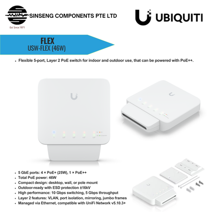 Ubiquiti Unifi USW Flex USW-Flex 4 Port PoE Switch (46W)