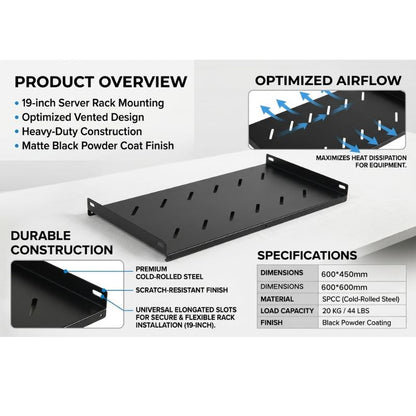 Server Rack 600×600mm / 600×450mm Fixed Shelf Tray | SSR-TS640 | SSR-TS660