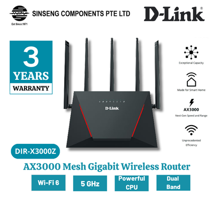D-Link AX3000 WiFi 6 Mesh Gigabit Wireless Wifi Router | DL-DIR-X3000Z