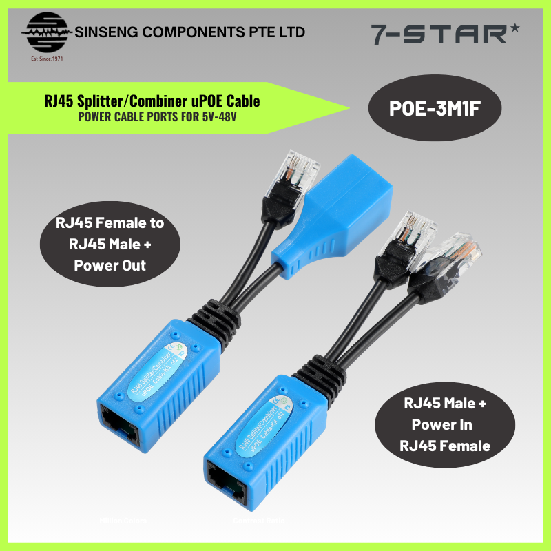 RJ45 Ethernet PoE Combiner/Splitter Cable | POE-3M1F