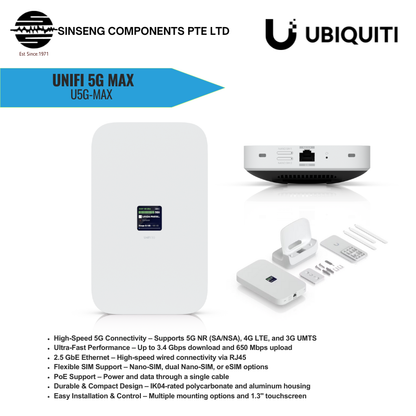 Ubiquiti UniFi U5G-Max 5G WiFi Modem Router | UBQ-U5G-MAX