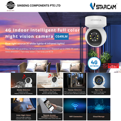 4G SIM Smart IP Camera – Smoke & Gas Detection | VS-CG49L/4G
