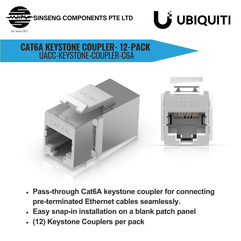 Unifi Pass through Cat6A keystone coupler | UACC-Keystone-Coupler-C6A (12-Pack)