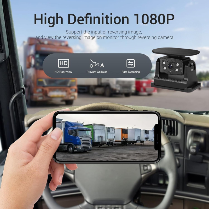 Wireless 4CH 7 Inch IPS Monitor with 1080P Solar Magnetic Backup Camera | LED7041-WSPB