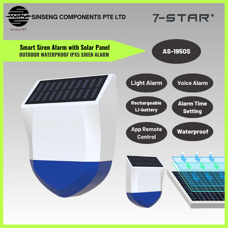 Smart WiFi Siren Alarm Outdoor Alarm Waterproof with Solar Panel | APP:Tuya | AS-195OS