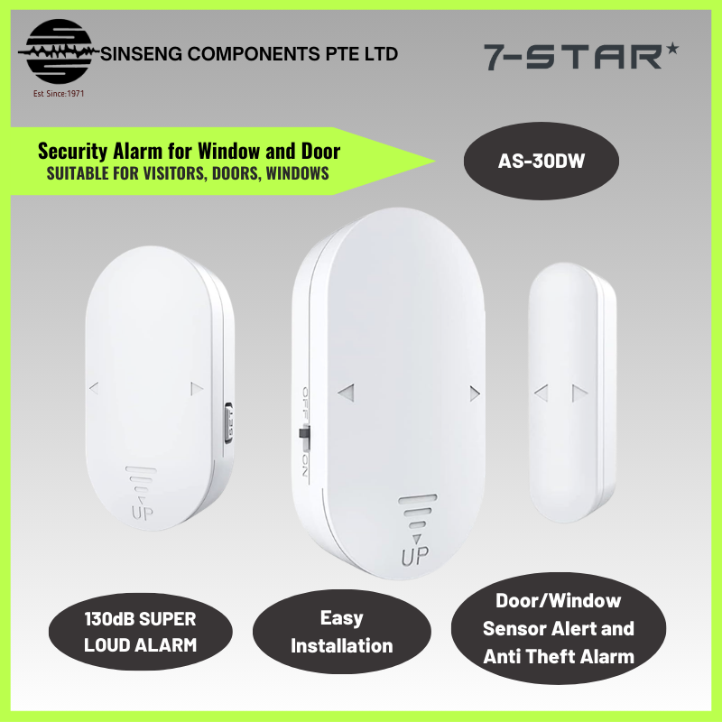 2 in 1 Door Window Alarm | Magnetic + Vibration Sensor | 90dB-130dB Volume Adjustment | AS-30DW