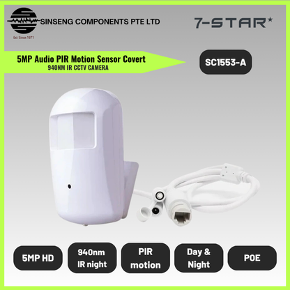 5MP Audio PIR Motion Sensor Covert CCTV Camera with 940nm IR Night Vision | SC1553-A