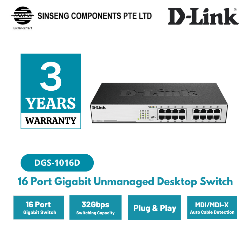 16-Port Gigabit Unmanaged Desktop Switch | DGS-1016D