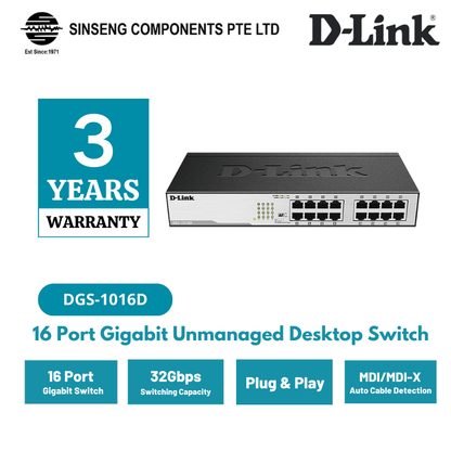 16-Port Gigabit Unmanaged Desktop Switch | DGS-1016D