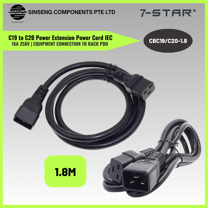 1.8M C19 to C20 Power Cable Extension Power Cord | CBC19/C20-1.8
