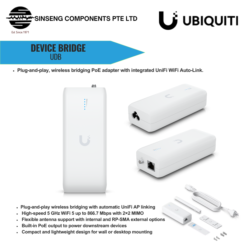 Ubiquiti UniFi UDB Device Bridge | Wireless PoE Adapter