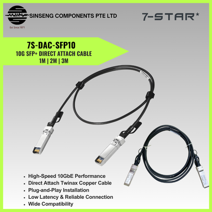 1M-2M-3M 10G SFP+ Direct Attach Cable (DAC) 10GBASE SFP Passive Cable | 7S-DAC-SFP10