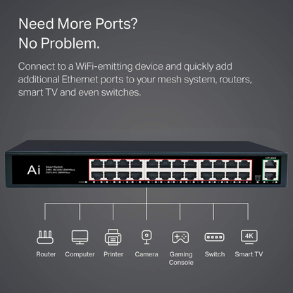 24 Port Gigabit Network Switch 24+2 Uplink Port Network Switch | 7SNSB-SG224