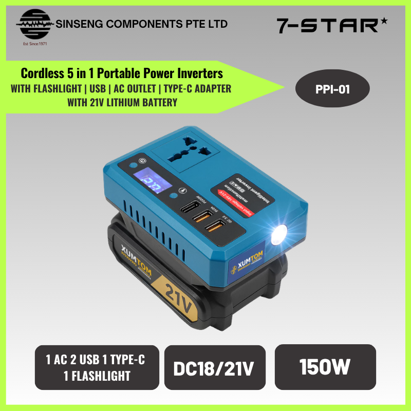 5 IN 1 Portable Mini Smart Inverter with Flashlight | PPI-01