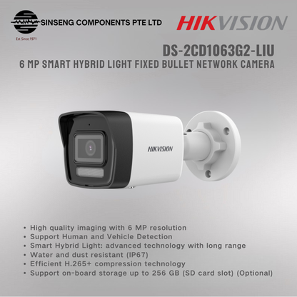 Hikvision DS-2CD1063G2-LIU 6MP Smart Hybrid Light Bullet IP Camera
