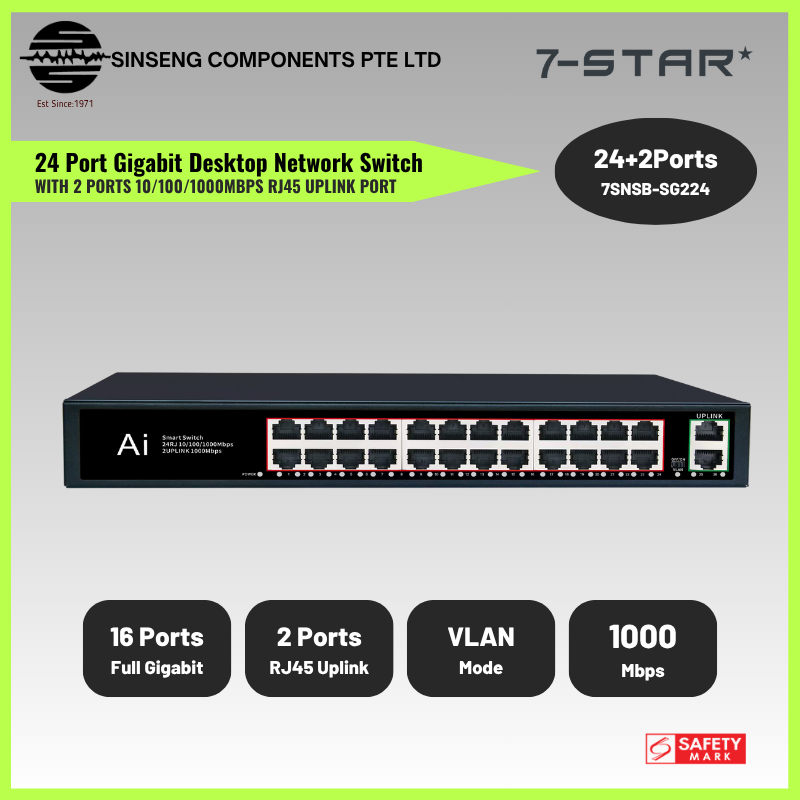 24 Port Gigabit Network Switch 24+2 Uplink Port Network Switch | 7SNSB-SG224