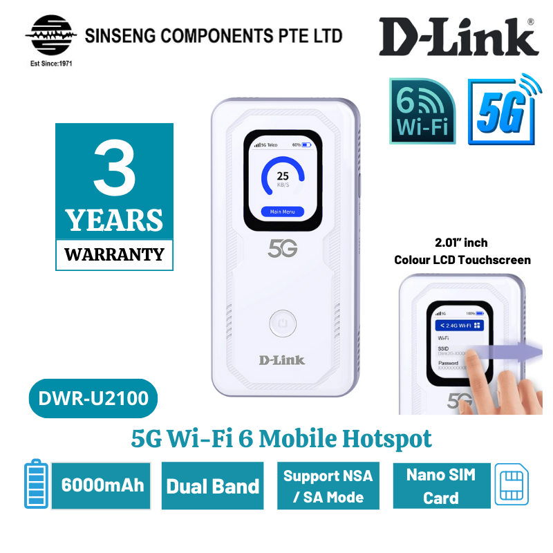 D-Link Touchscreen 4G/5G WiFi 6 Router | Sim Card Router | DWR-U2100